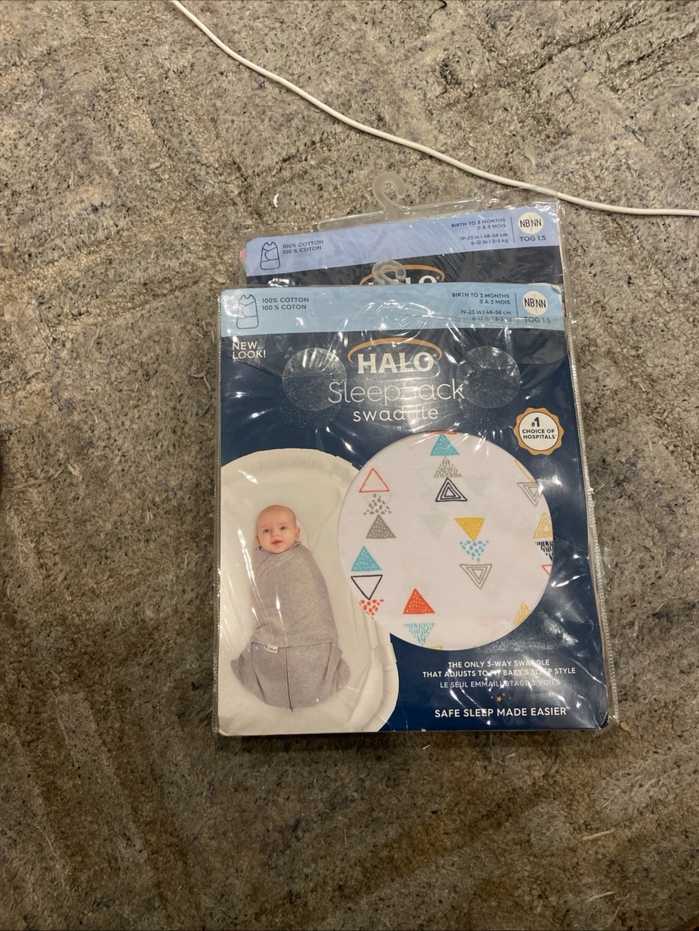 BRAND NEW HALO Baby Swaddle SleepSack Cotton Birth Newborn to 3 Months Triangles